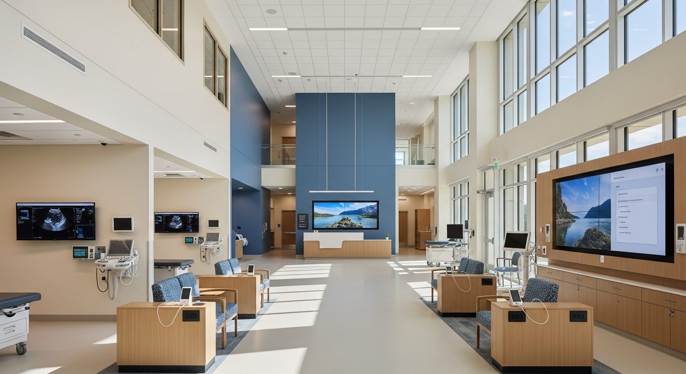 Modern medical facility with advanced healthcare technology